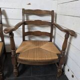 Pair of low beech armchairs