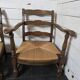 Pair of low beech armchairs