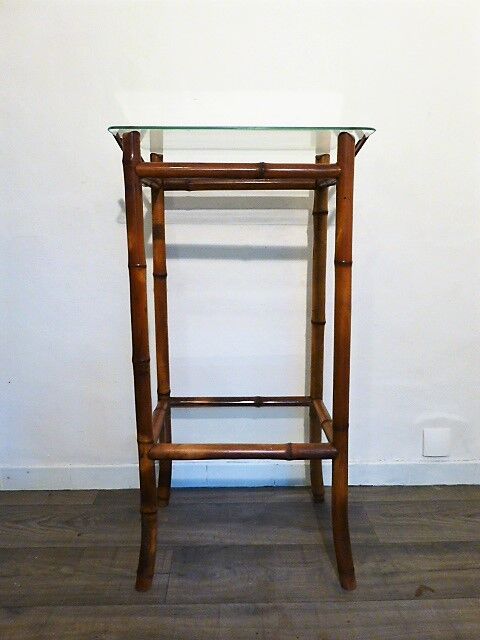 Bamboo console and glass tray 1970s
