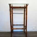 Bamboo console and glass tray 1970s
