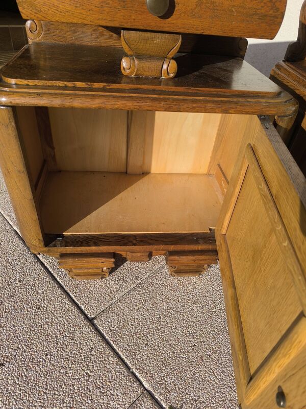 Lot 2 de table de chevet marbre et bois