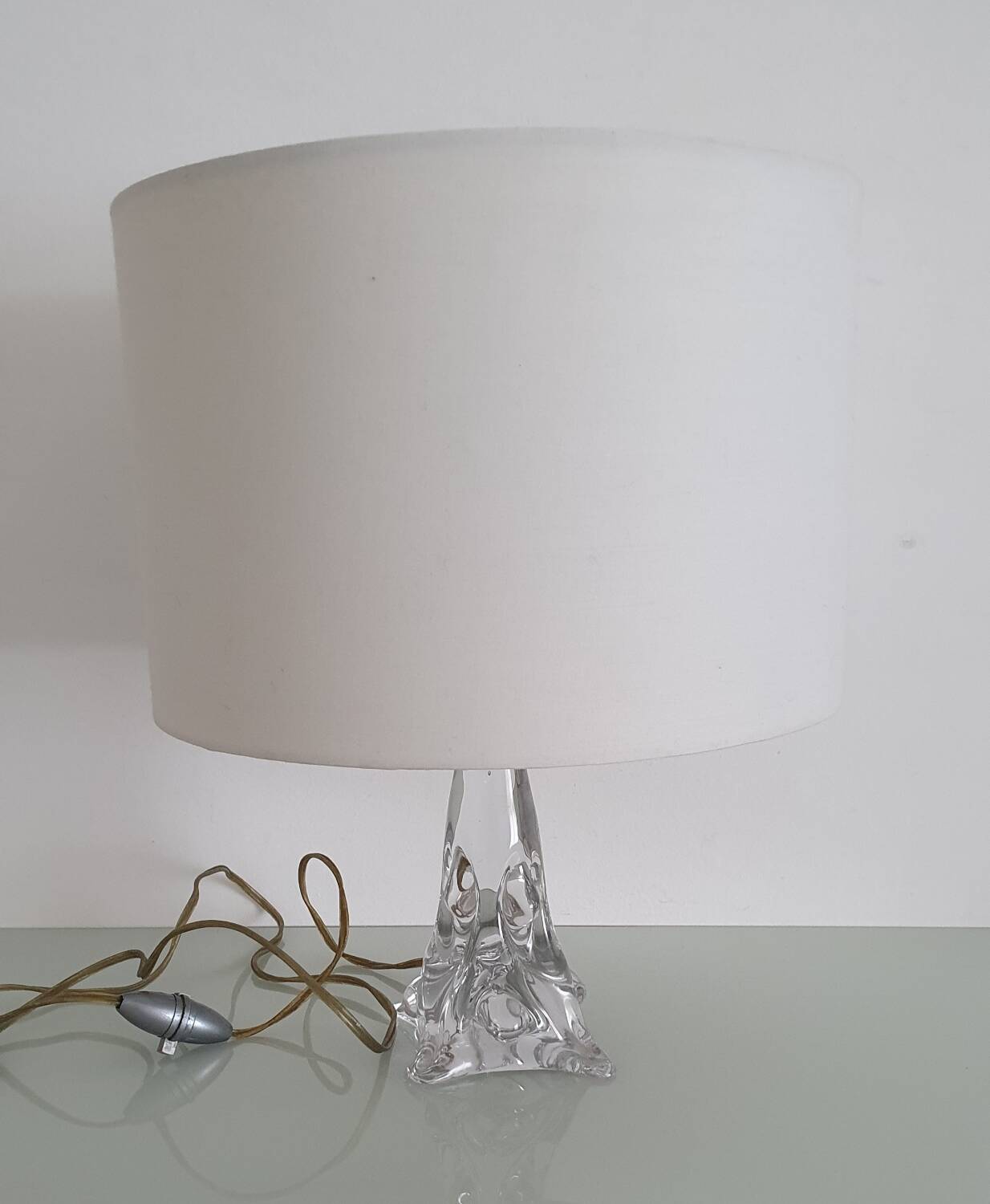 Twisted crystal lamp base - Cristallerie de Lorraine