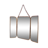 Solid brass triptych barber mirror