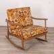 Chaise à bascule vintage des années 60 en bois et tissu, design italien