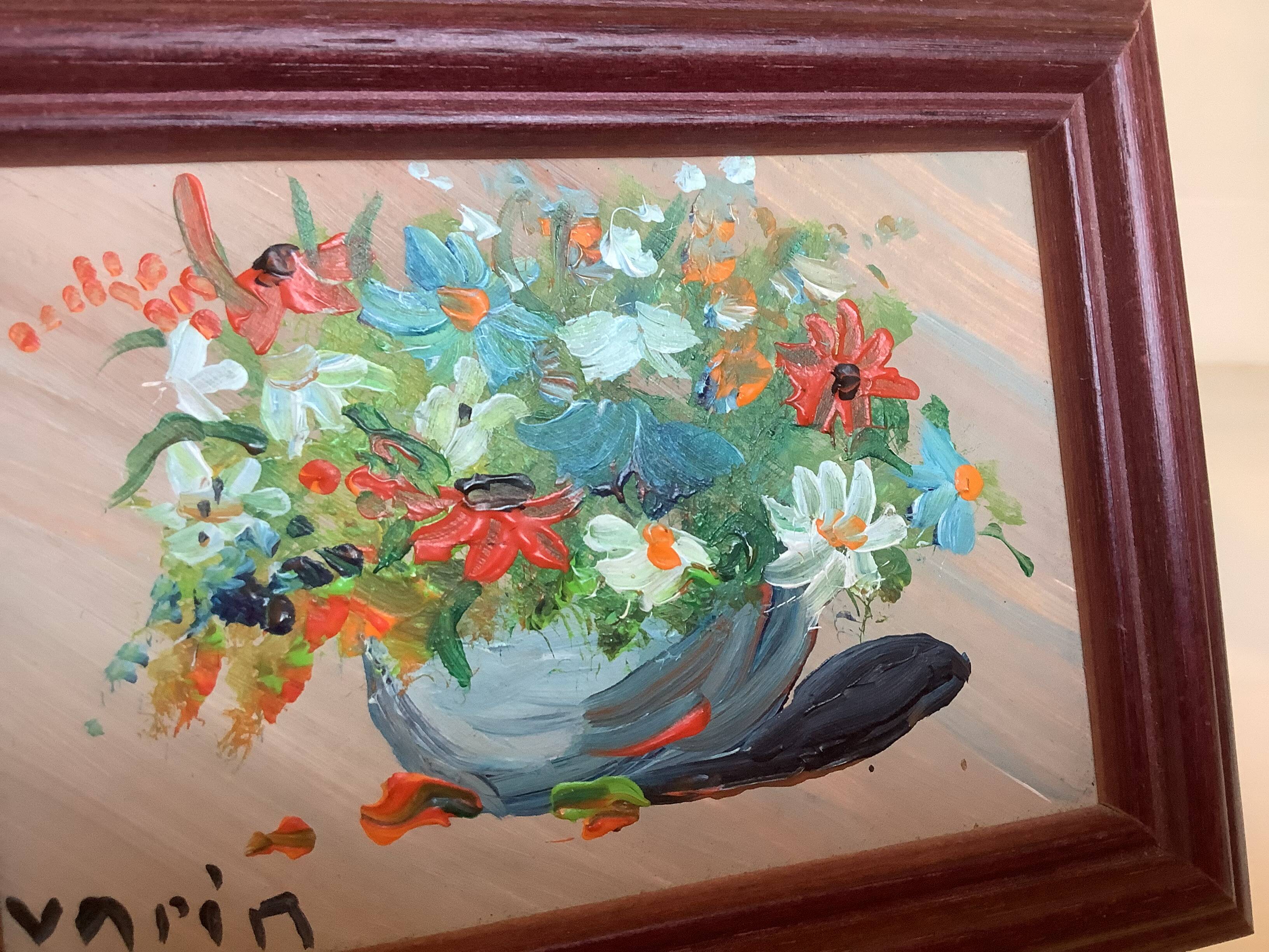 Mini tableau huile sur bristol
