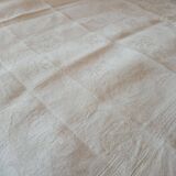 Tablecloth and its 12 damasee towels floral decorations rockery embroidered monogram