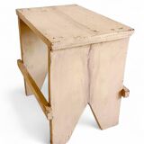 Rustic Spanish Milking Stool, Handcrafted Wood, Original Patina, 1940s