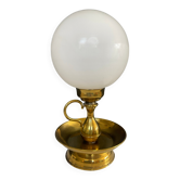 Lampe vintage en laiton et opaline années 70