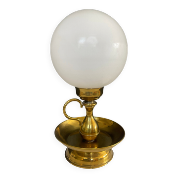 Vintage brass and opaline lamp from the 1970s.