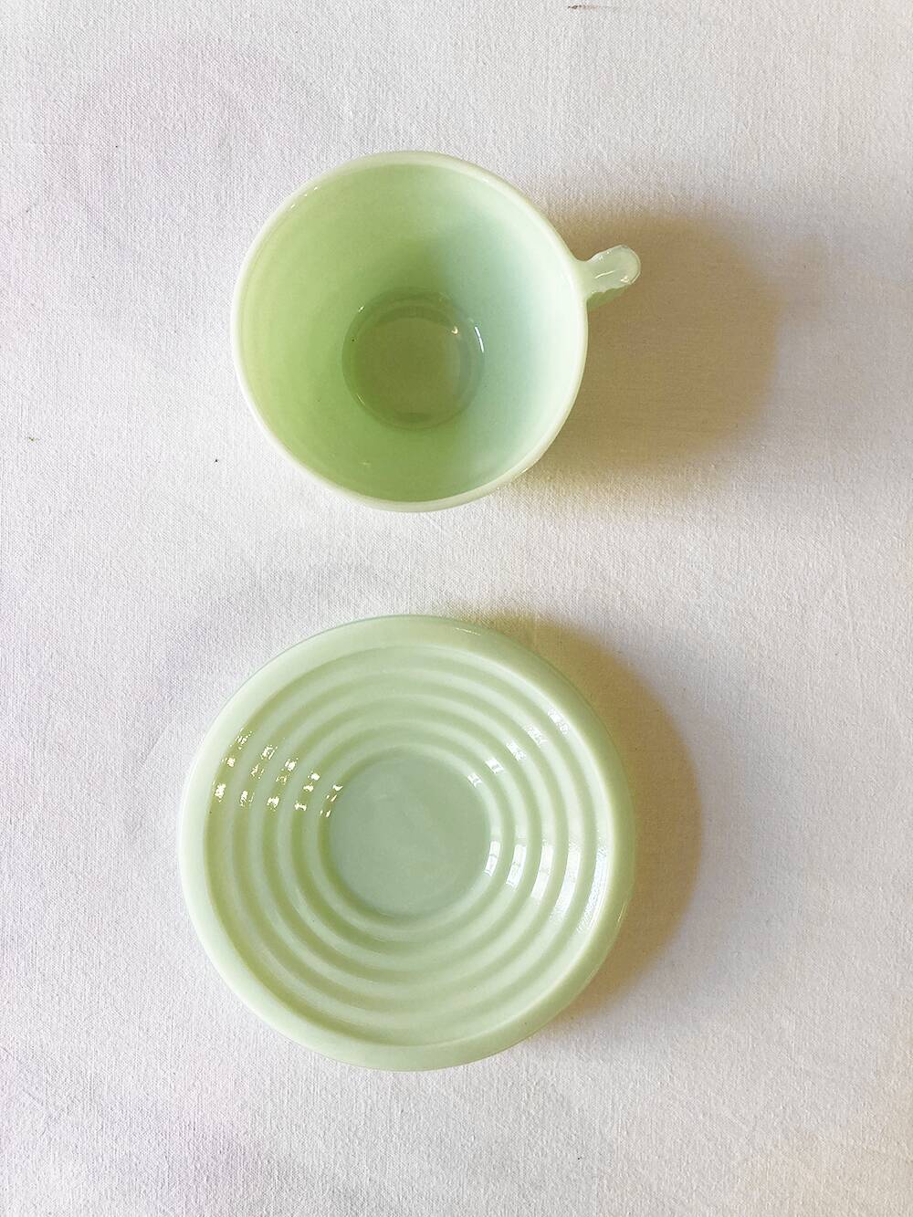 Glass cups and saucers, 1950s