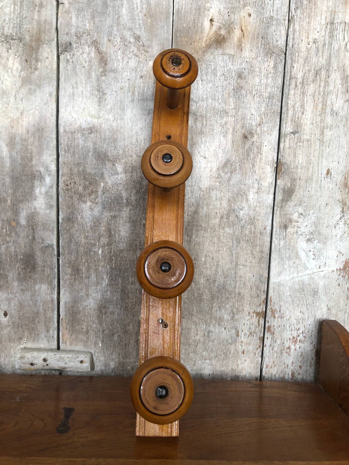 Old turned wooden coat hook