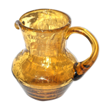 Pichet vintage en verre bullé jaune ambré La Rochère