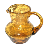 Pitcher jug in amber yellow bubbled glass La Rochère