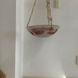 Art Deco suspension in glass paste and twisted brass chain signed Degué