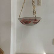 Art Deco suspension in glass paste and twisted brass chain signed Degué.