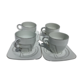 4 fine porcelain cups art deco silver thread