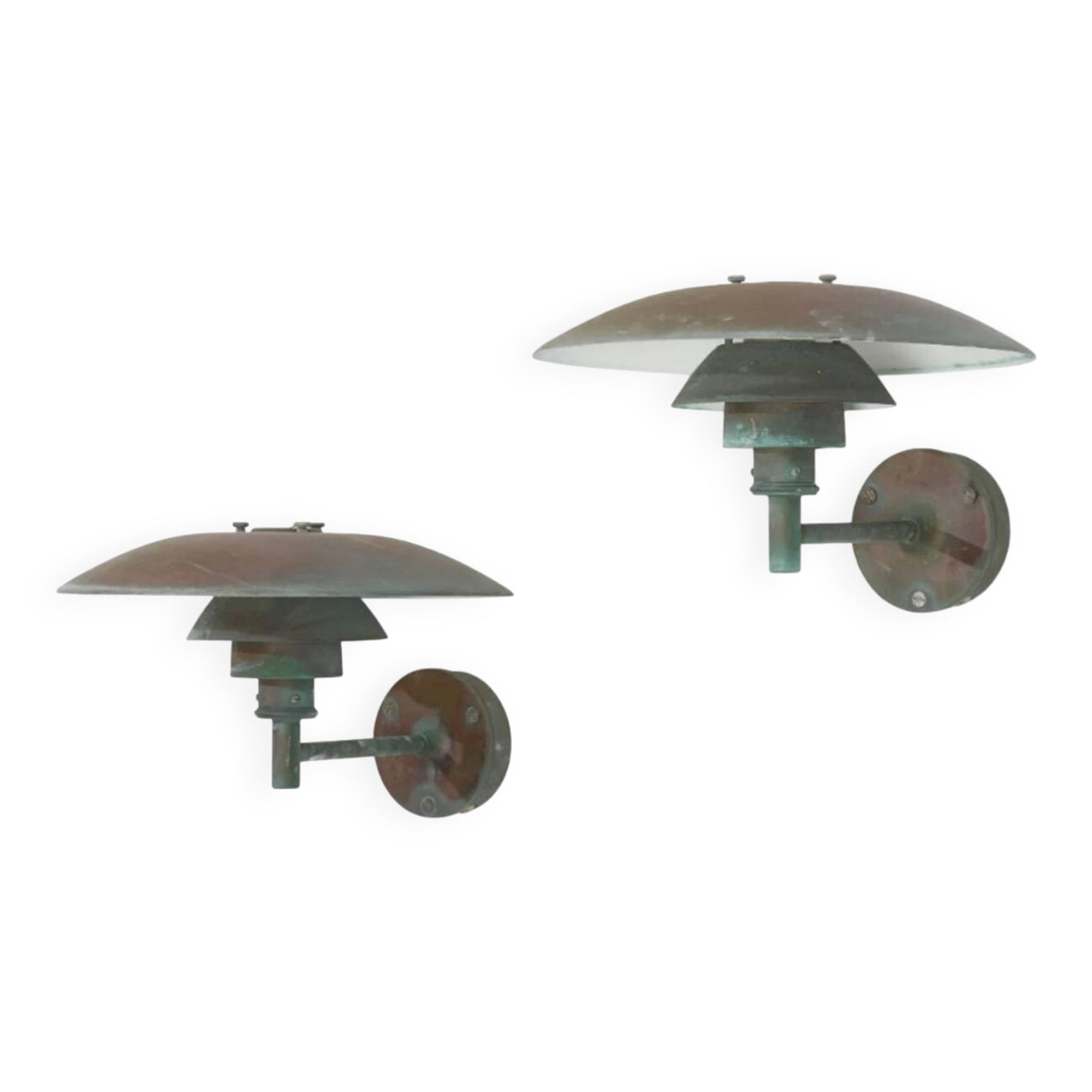 Pair of PH 4/3 Copper - Louis Poulsen Solid Copper outdoor wall lamp