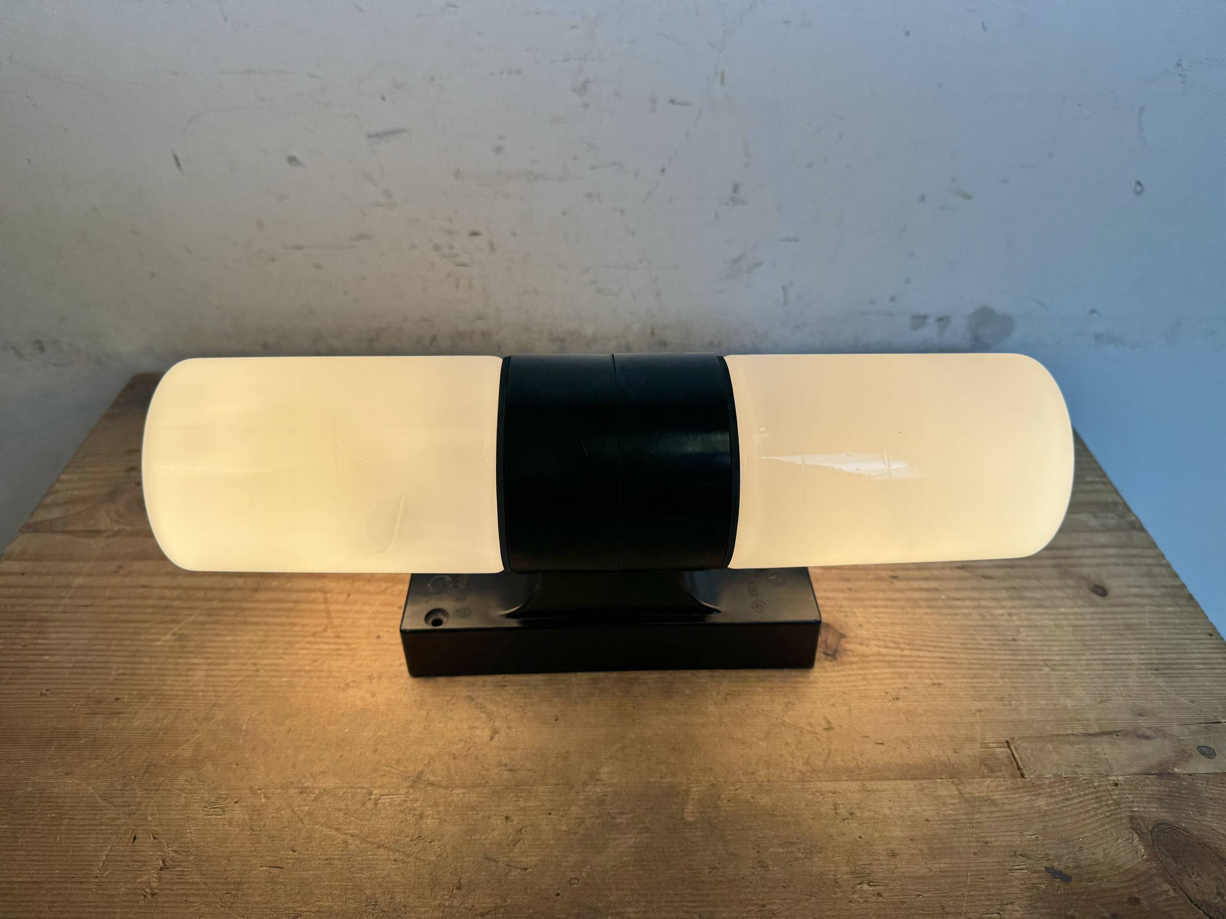 Industrial Brown Bakelite Wall Light with Milk Glass, 1960s
