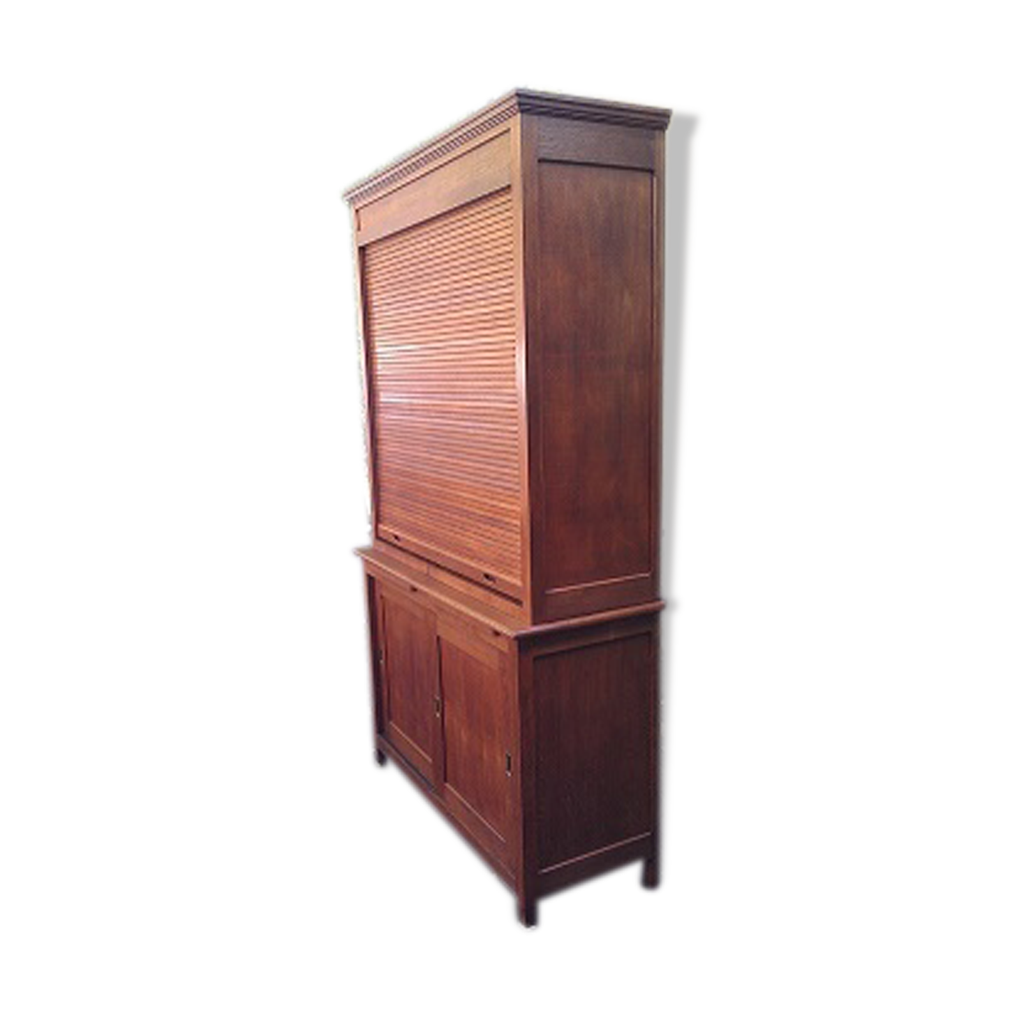 Meuble à volet coulissant de notaire en chêne années 30-40