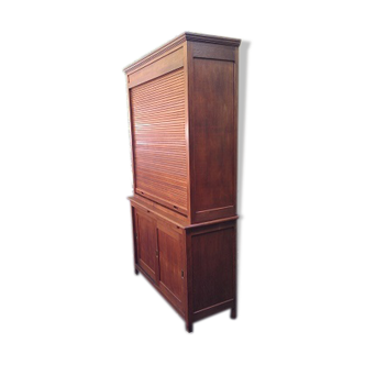 Beautiful furniture with sliding shutter of notary in oak years 30/40!! Curtain Cabinet, industrial, loft....