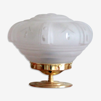 Lampe chevet laiton globe verre dépoli