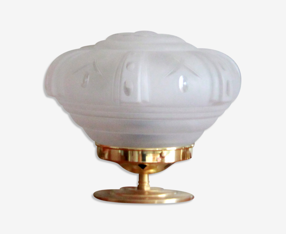 Lampe chevet laiton globe verre dépoli