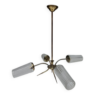 Lustre araignée 4 bras en laiton 1960