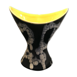 Vase ceramique jaune et noir années 50