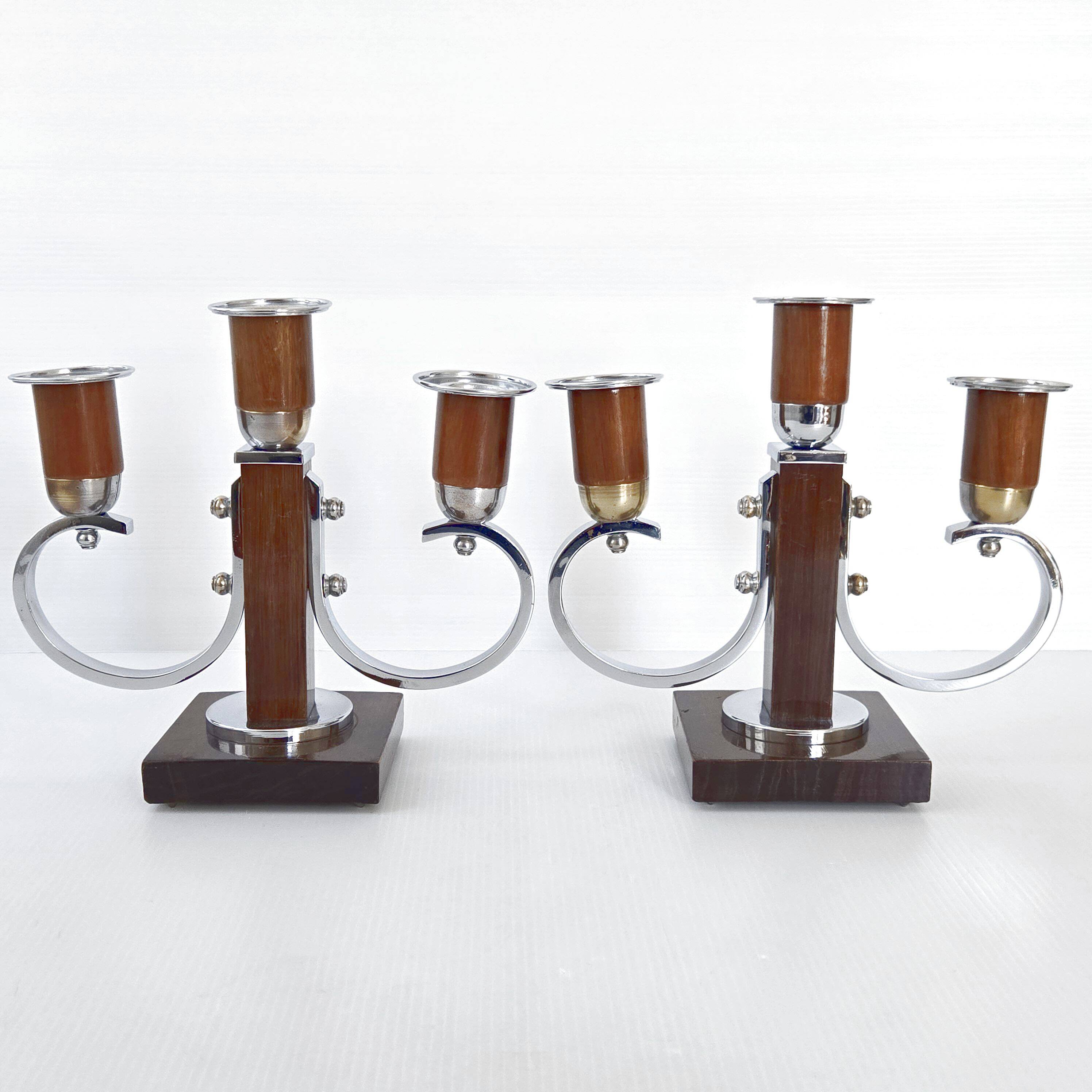 Pair of Art Deco candlesticks 1940