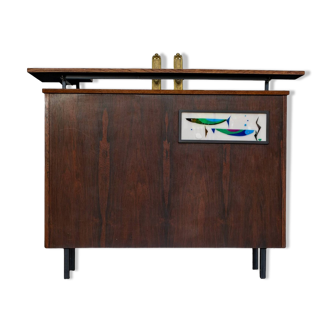 Backlit rosewood bar, Italy, 1970