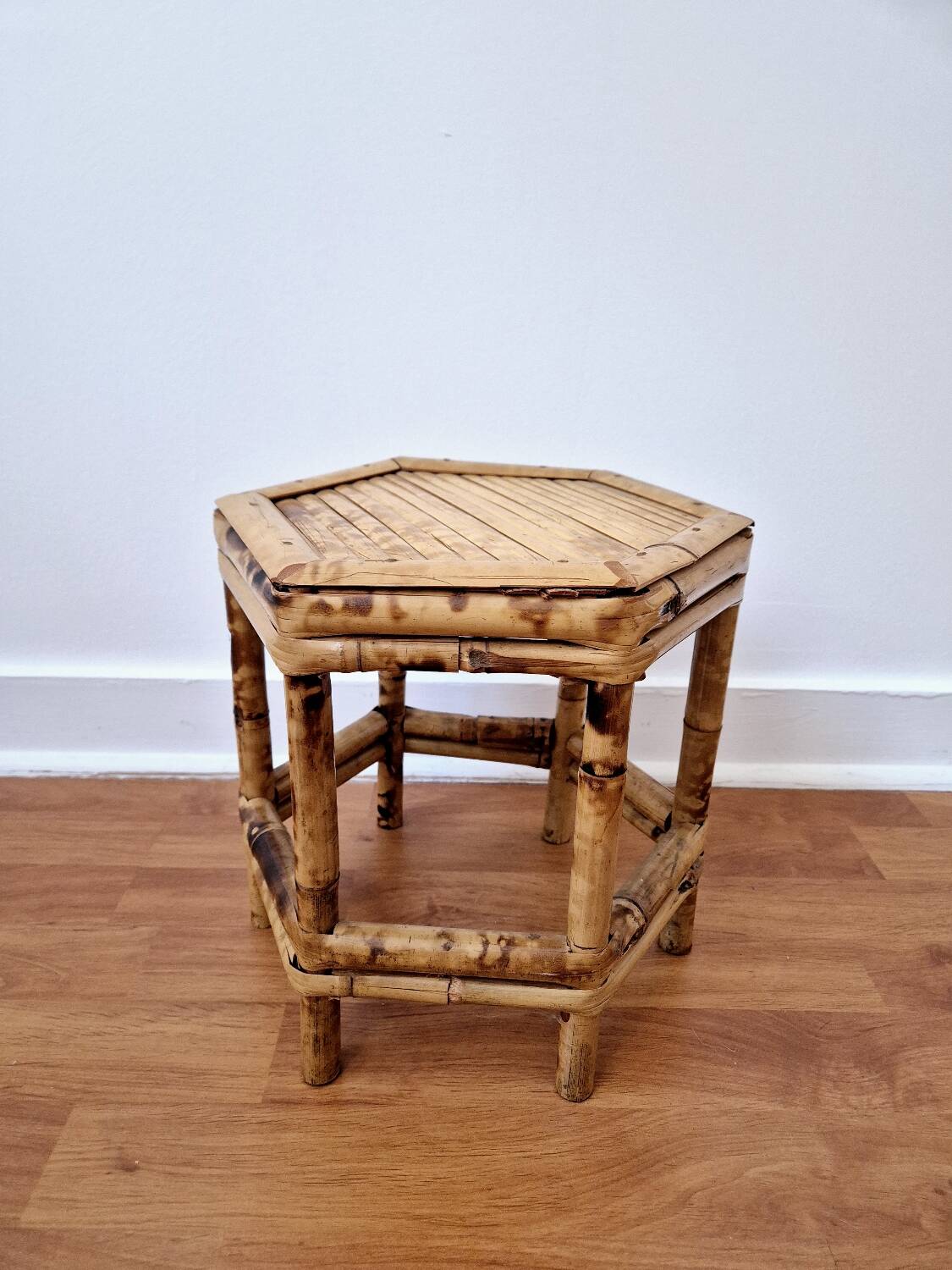 Vintage bamboo stool, plant stand