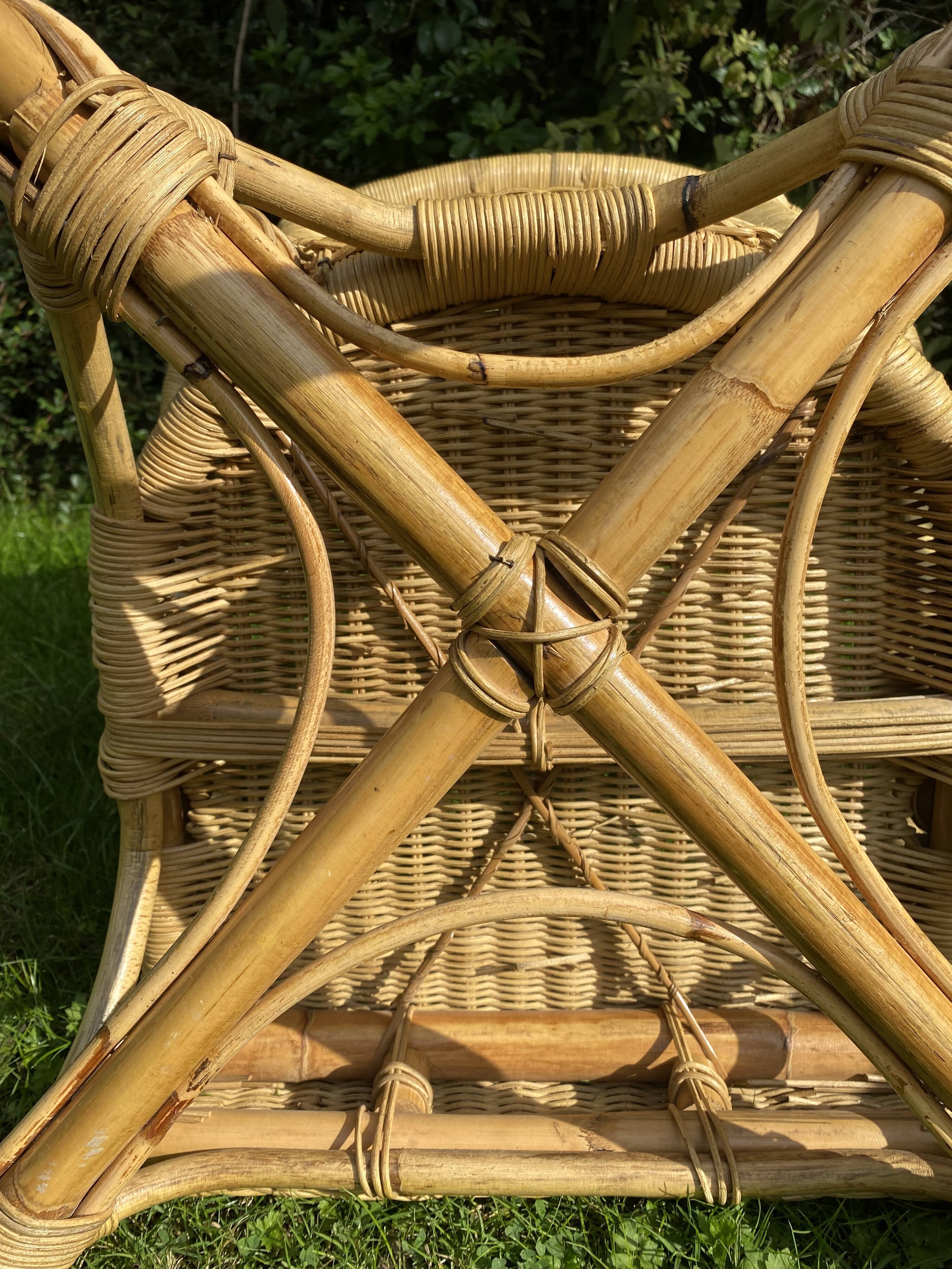 Vintage rattan and wicker armchair