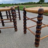 Set of 3 country straw stools