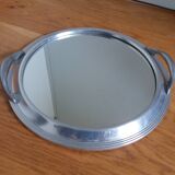 Appetizer tray with cups and Art Deco mirror tray
