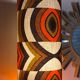 Orange opaline table lamp and vintage fabric