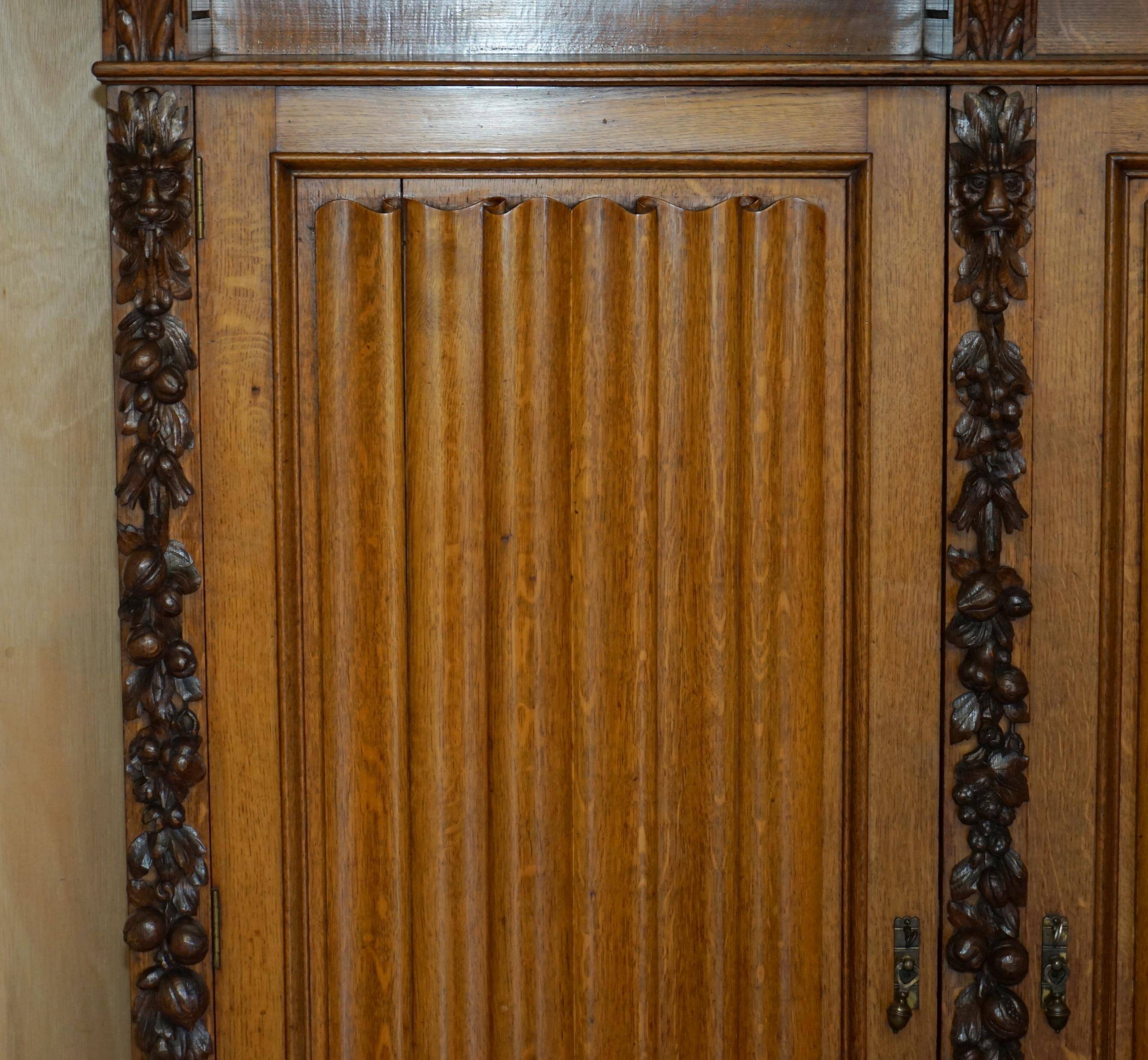 Victorian Antique Bacon Bench in Carved Walnut by Hampton & Sons