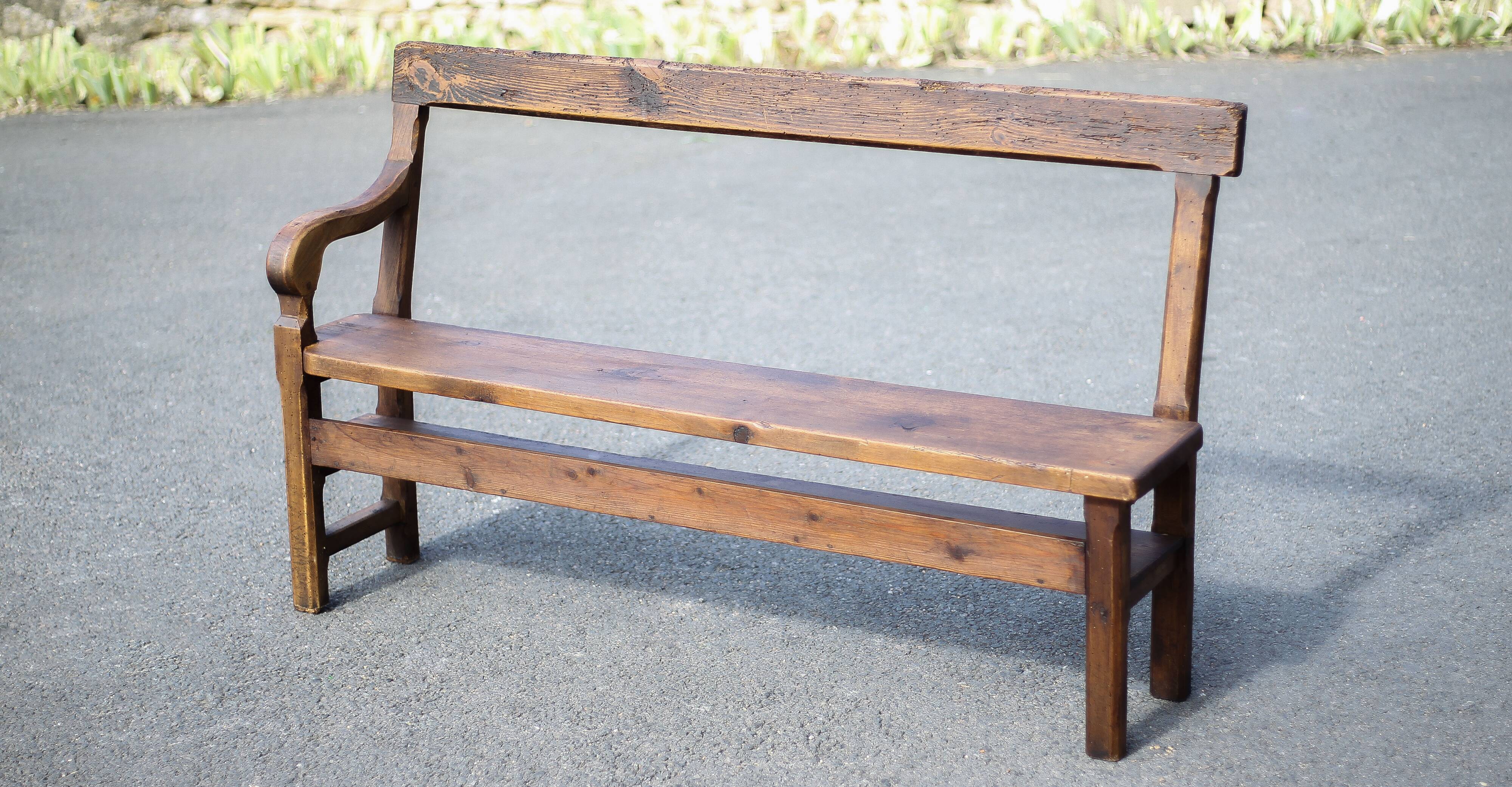 vintage wooden church bench, old wooden bench, bench, entrance hall, interior decoration