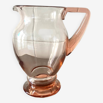 Pink glass pitcher