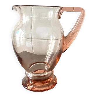 Pink glass pitcher