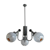 Chrome chandelier 3 glass balls from the 70s 80s