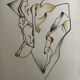 Lithograph jan voss 1976 / abstract surrealist modernist vintage