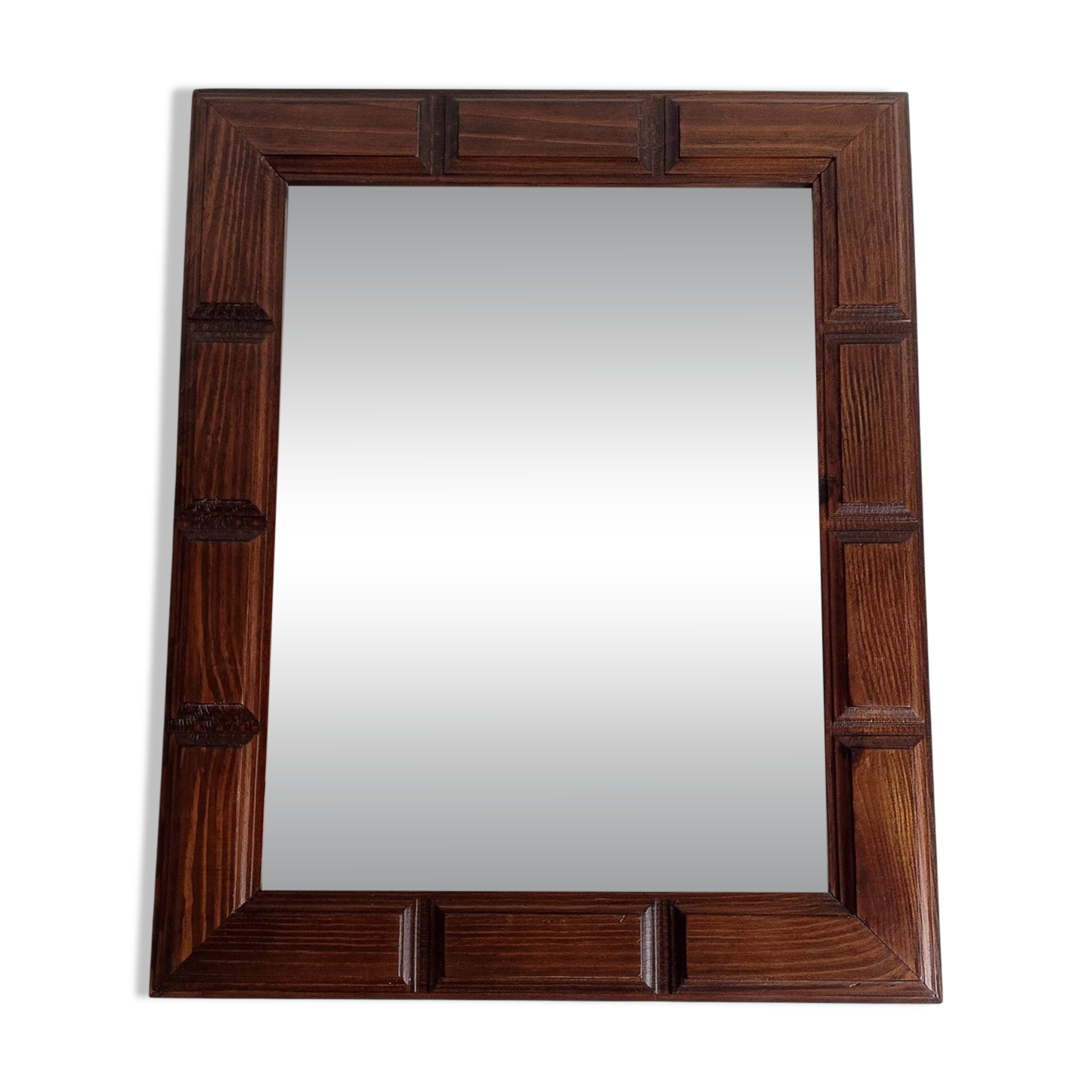 Mid-Century Spanish Oak Wall Mirror– Castilian Style, 1950s
