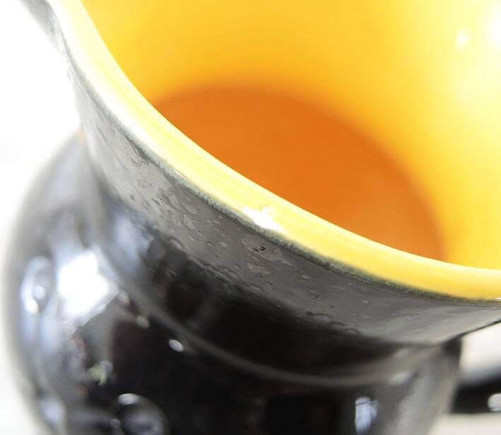 Antique Black & Yellow Ceramic Pitcher - PL France Resille