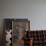 Brutalist two-seater sofa in solid pine, Swedish modernism, 1970s.