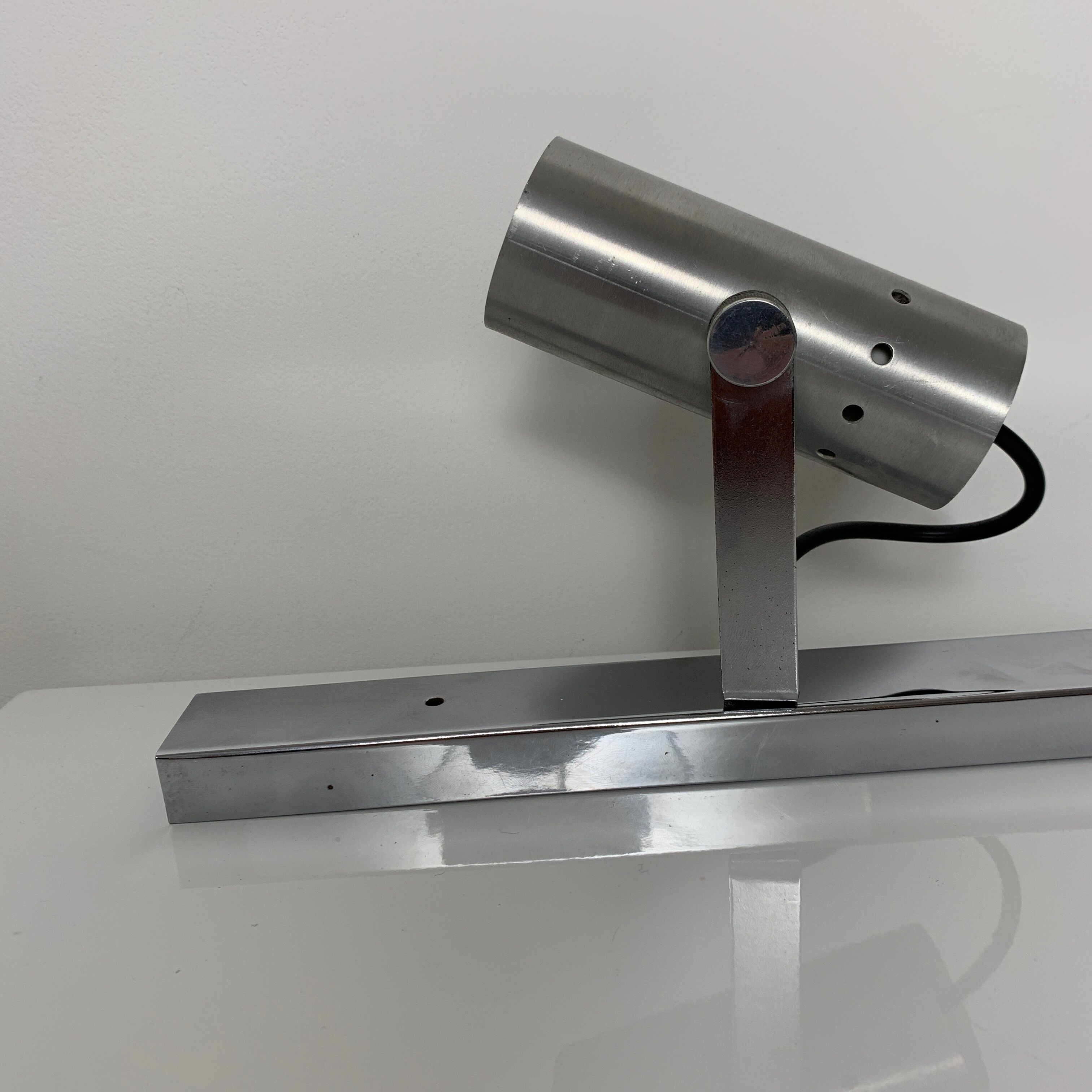 Ramp spot wall lamps chrome metal and brushed aluminum