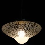 1970s Glass and Brass Pendant , Czechoslovakia