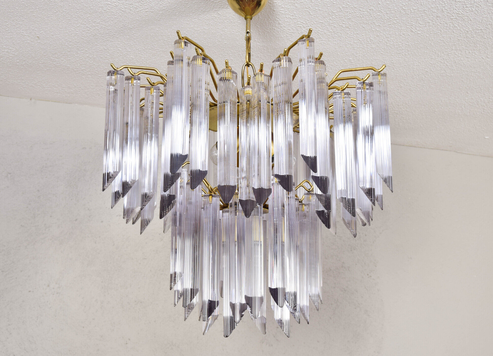 Mid century italian modern triedri murano glass venini chandelier