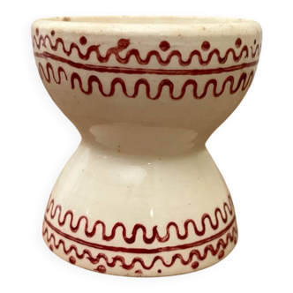 Vintage diabolo-shaped egg cup with burgundy patterns