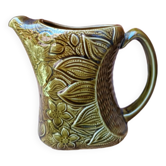 Green Sarreguemines ceramic pitcher