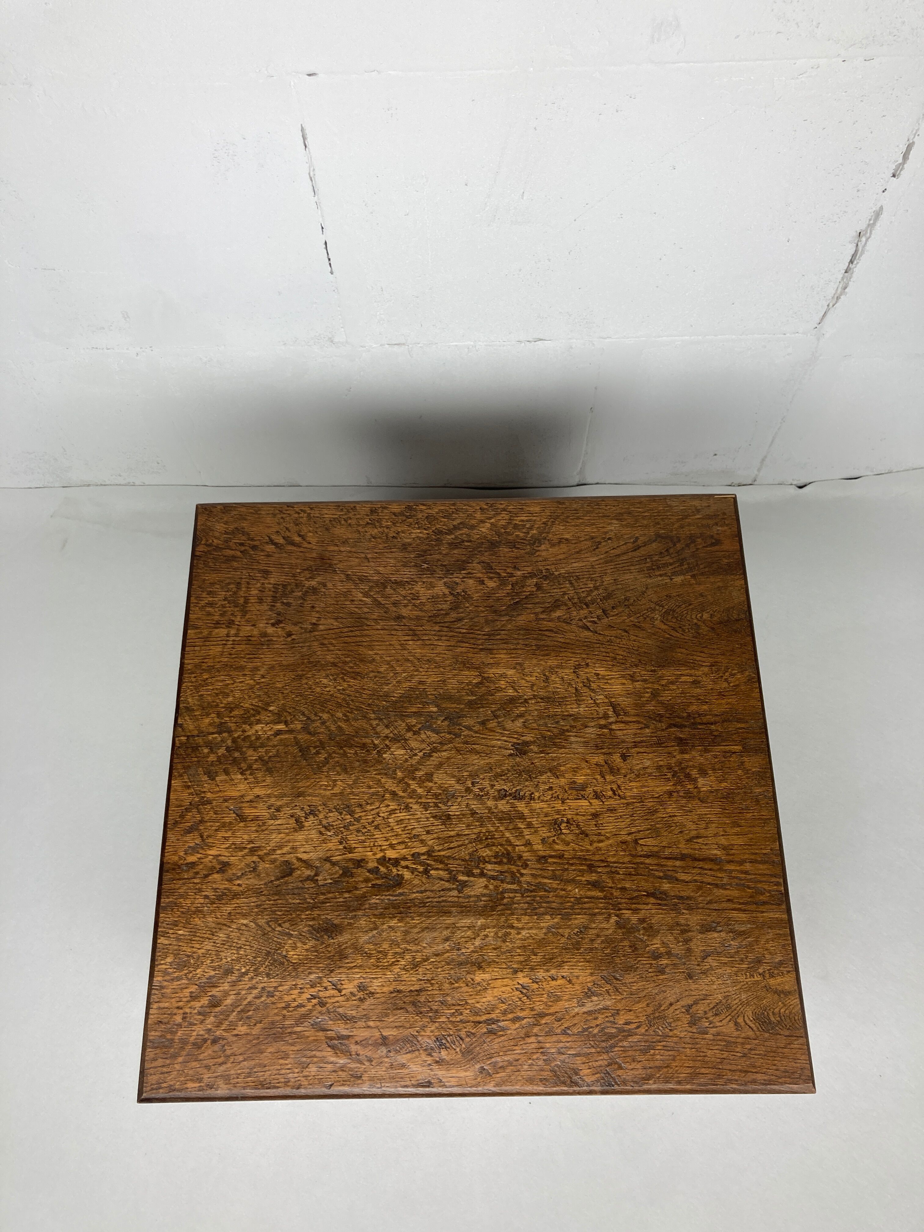 Brutalist square oak side or coffee table, Dutch 1960s